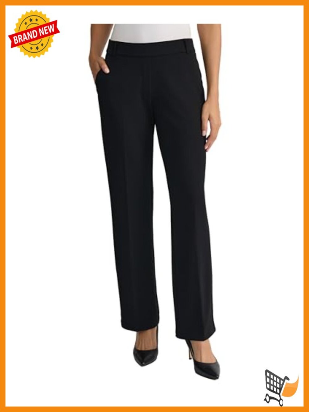 Petite Pull-On Crepe Dress Pants Straight Leg Business Casual